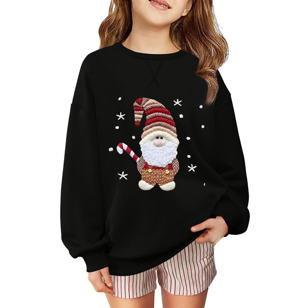 Children's Fashionable Casual Long-sleeved Loose Christmas Print Pullover Sweatshirt