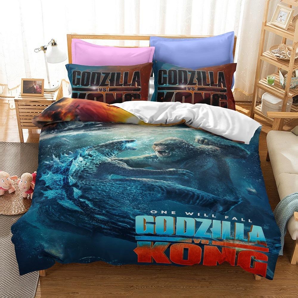 3D Printing Monsters G-Godzillas Bedding SetVS KingKongs Duvet Cover Set with Pillowcase 2/3pcs Quilt covers Twin Queen Single
