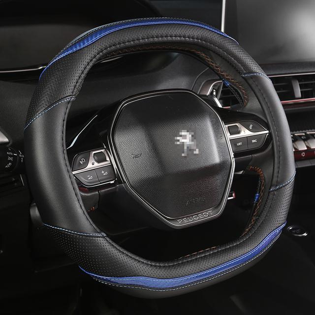 For 2008 2019 2020 E2008 2020 Car Steering Wheel Cover Carbon Fibre + PU Leather Auto Accessories Interior Coche