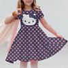 Sanrio 2026Новое летнее платье для девочек Модное мультяшное милое Hello Kitty 3D-печать Платья для девочек с коротким рукавом Одежда для принцесс на каникулы