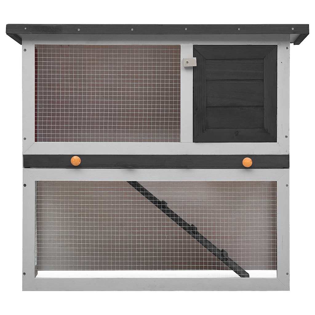 Rabbit Hutch with 1 Door Gray Wood