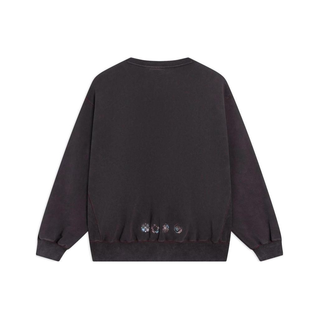 Li Ning Badfive Printed Letter Round Neck Pullover Sweatshirt Unisex sweatshirt Charcoal-Brown AWDSG49-3