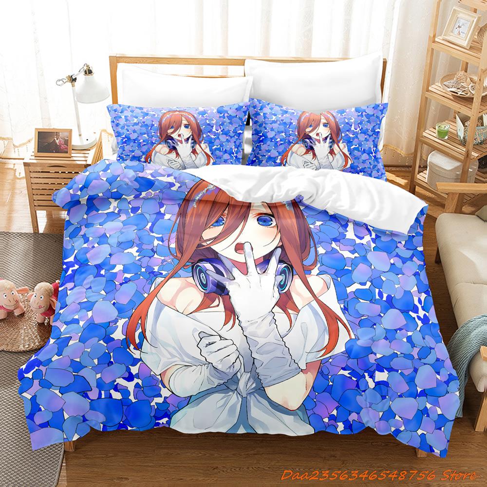 Новый комплект постельного белья Quintessential Quintuplets из трех предметов с рисунком из мультфильма «Аниме» для взрослых и детей, пододеяльник, наборы для спальни, cama de casa