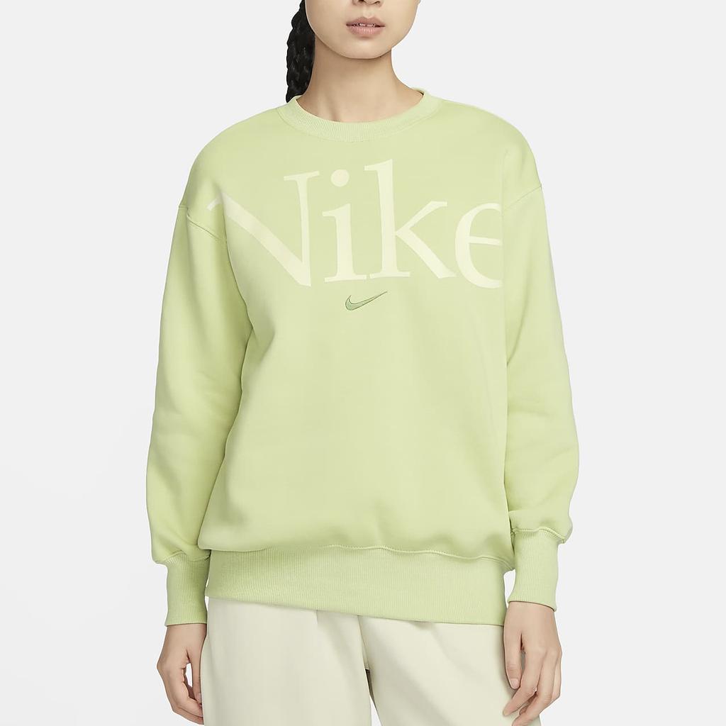 Nike Спортивная одежда Phoenix Fleece Letter Crewneck Pullover Sweatshirt Women Sweatshirt Light-Olive-Grey FN3655-371