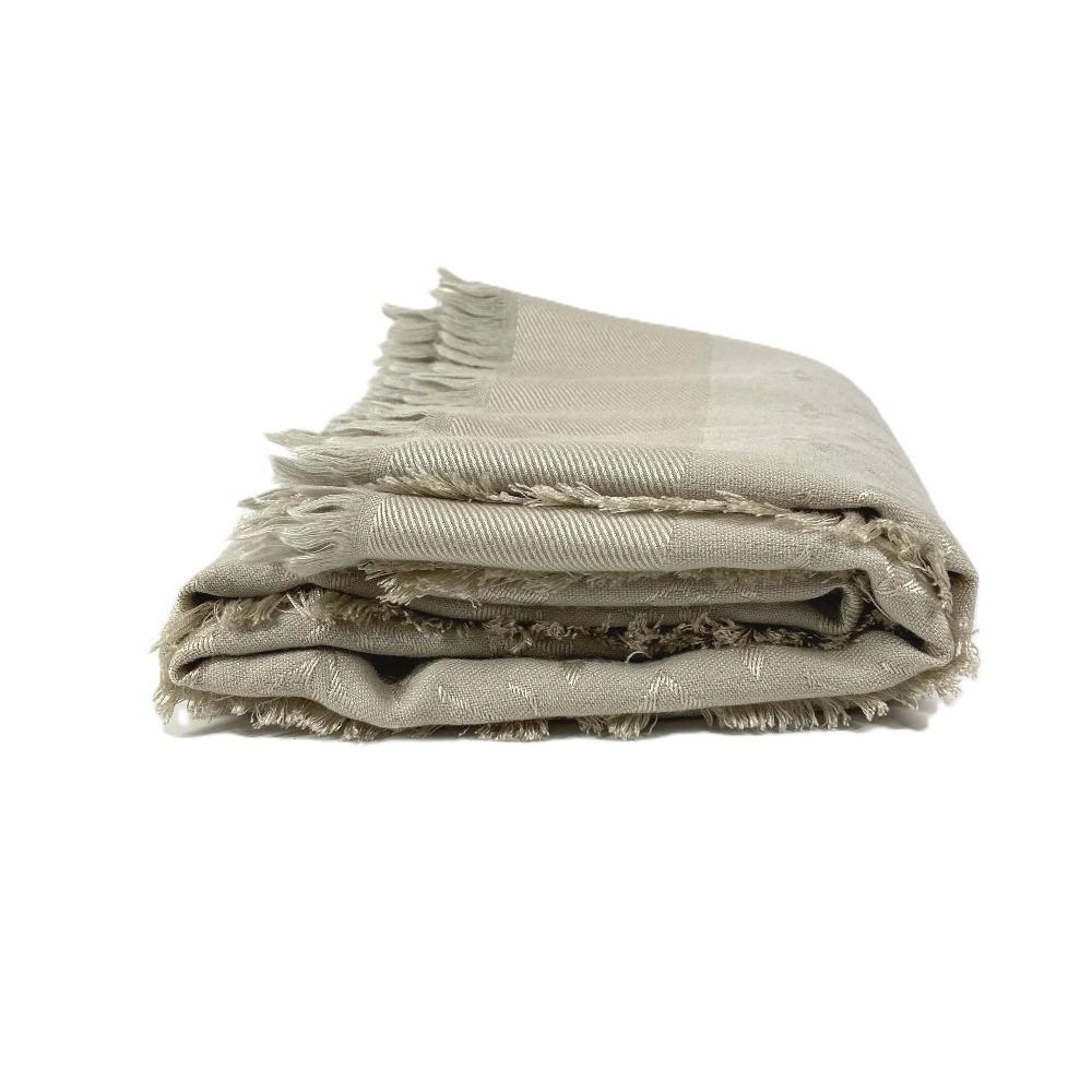 Louis Vuitton M71336 Monogram Shawl Fringe Scarf Stole Large Size shawl Beige