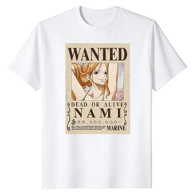 2026 Nami Wanted Poster One Piece TShirt Bounty Notice Graphic Print 100 Cotton Durable Classic Casual Fashion Street Tops