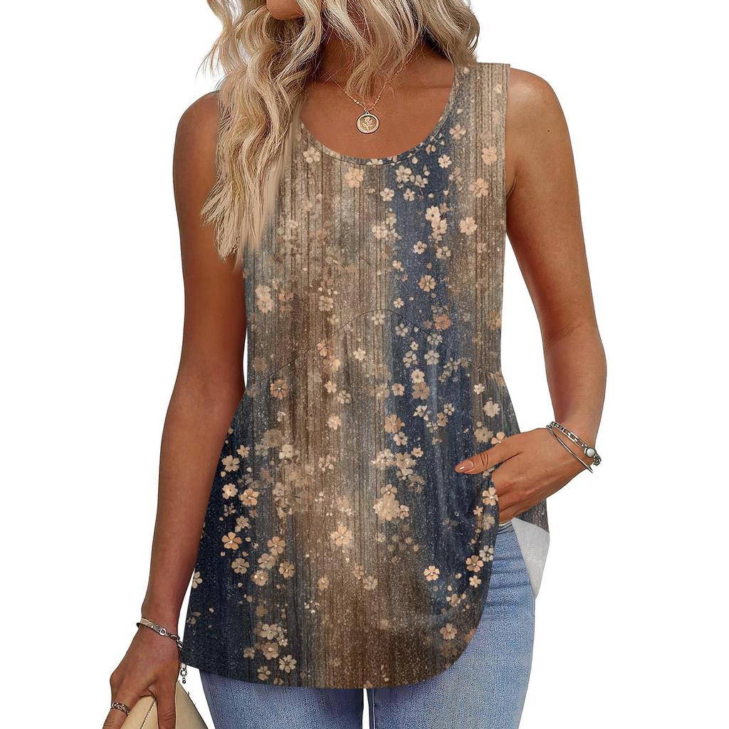 Майка с квадратным воротником, женская футболка с принтом, повседневная свободная рубашка без рукавов