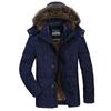 Winter Men's Cotton Coat Men's Velvet Thickened Large Size Hooded Mid-length Cotton Coat Jacket for Men