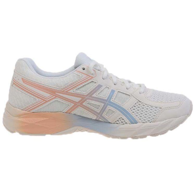 Asics Gel-Contend 4 Sports Versatile Fabric Synthetic Leather Low-Top Running Shoes Women Sneaker White Orange T8D9Q-750