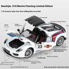 1/18 Porsche 918 Martini Окрашенный Лимитированная Серия Сплав Литой Модель Автомобиля Коллекция Хобби Украшений Звук и Свет Серия Подарок