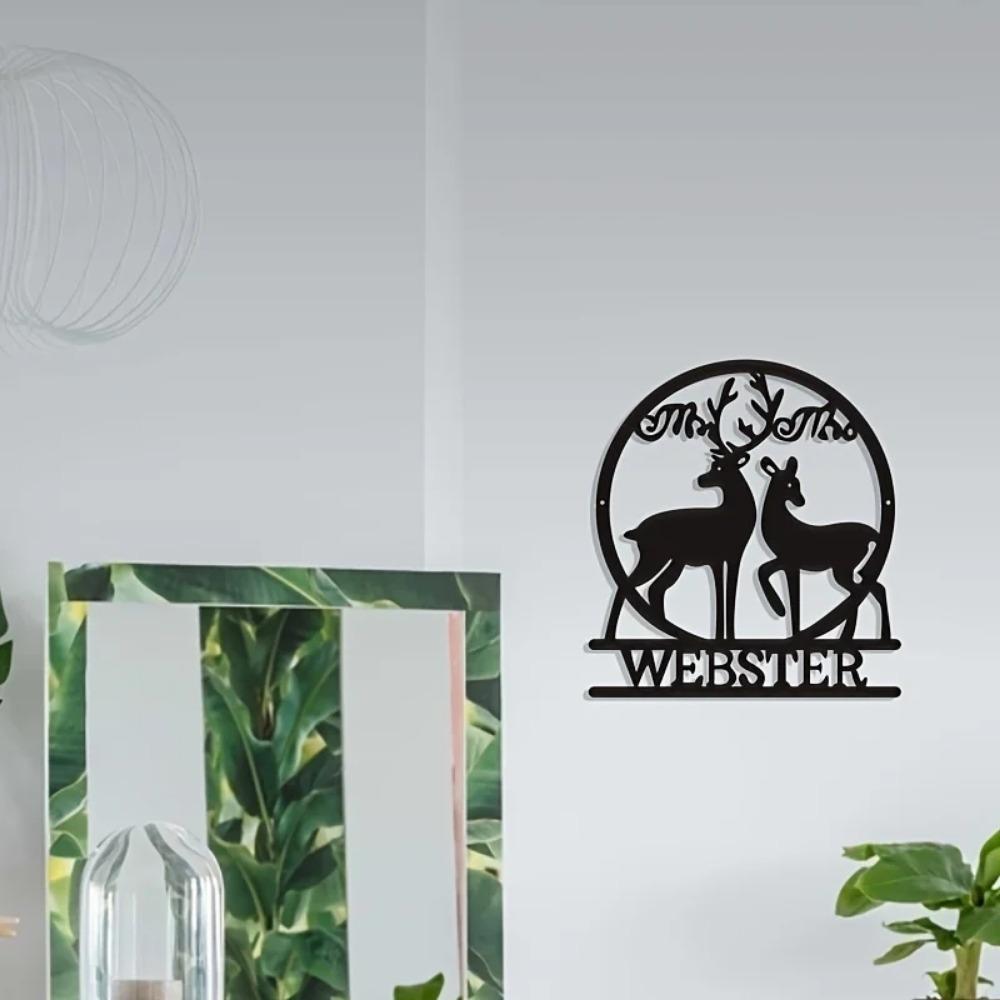 Two Deer Christmas Metal Crafts - Elegant Home Party Decorations, Wall Sculpture for Festive Room Décor and Holiday Decor