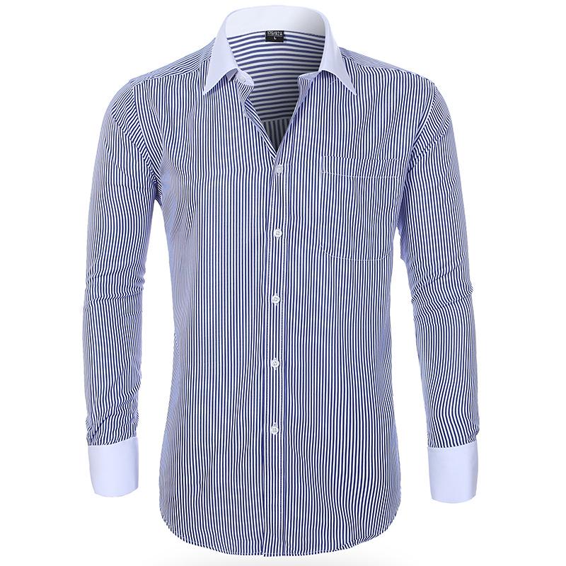 Men's Large Business Classic Stripe Comfortable Long Sleeve Shirt