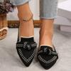 Large Size Fly-woven Breathable Flat-soled Single Shoes Women's Overalls, Bows, Shallow Mouth Lazy Work Shoes Shoes