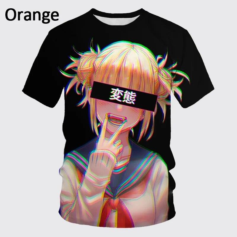 Новая 3D футболка Himiko Toga, повседневная летняя мужская футболка с коротким рукавом из японского аниме, унисекс, модная футболка в стиле хип-хоп