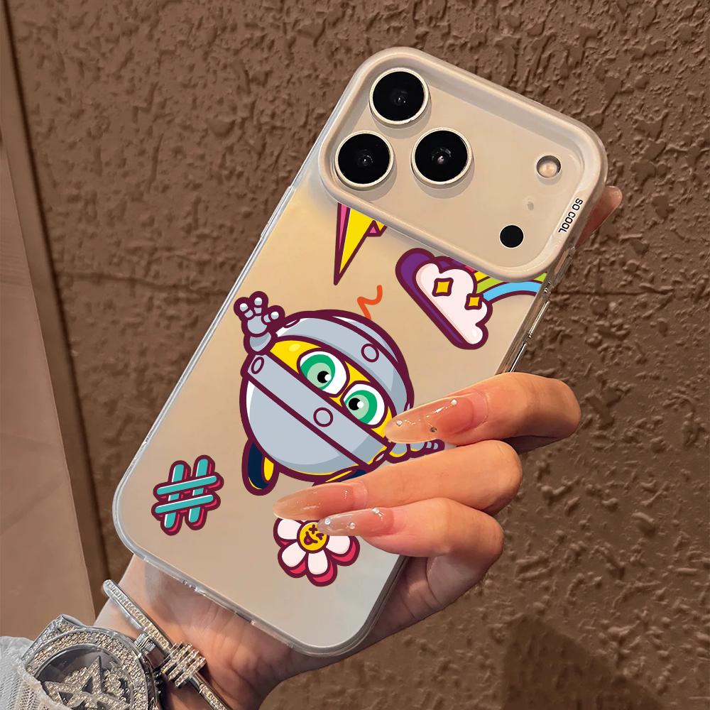 Милый Чехол для Телефона G-Gogoriki K-Kikoriki Для iPhone 17 16 15 14 13 12 11 Pro Max Air Матовый Лазерный Аврора Ударопрочный Funda