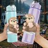 1PC Lazy Sloth Cartoon 750ml Color Plastic Sports Water Bottle Leakproof Flip Straw Lid Suitable for Sports Office Home Use