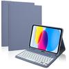 Кожаный защитный чехол для iPad 10-го поколения с семицветной подсветкой Bluetooth-клавиатуры A16 и слотом для стилуса (10,2 дюйма)