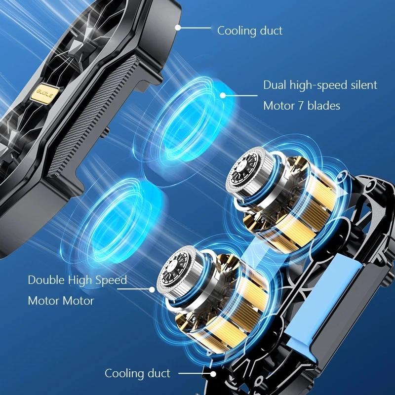 FS01 Двойной вентилятор Перезаряжаемый кулер для мобильного телефона Более мощное охлаждение Воздушный радиатор для телефона Мини-задняя клипса USB-радиатор Для телефона 62-92 мм