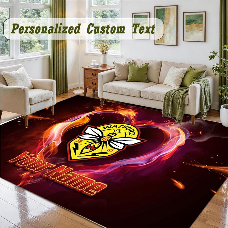 Crystal Velvet Square Rug Custom NameWatford FC Pattern Non Slip Home Floor Decor Rug