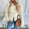 New Autumn and Winter Casual Korean Style Metal Button Cardigan Solid Color Sweater Jacket for Women