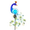 Solar-Powered Peacock Feather Lawn Light - Wrought Iron, Crackle Ball Design, Outdoor Courtyard Decor