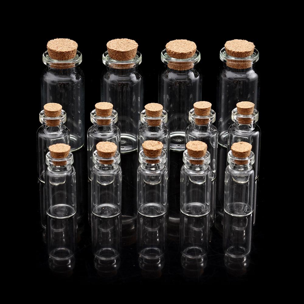 10x Clear Mini Containers Empty Wishing Message Bottles Tiny Small With Cork Stopper Transparent