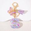 A To Z Фиолетовые звезды заполнены буква брелок 26 инициалов алфавит бабочка кисточка подвески брелоки сумка украшение автомобиль брелок подарок