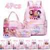 4Pcs/set K-Pop Printed Backpack Handbag Pencil Case with 750Ml Water Bottler for Teenager Boy Girl Schoolbag Large Capacity Bookbag Kid Gift Mochila