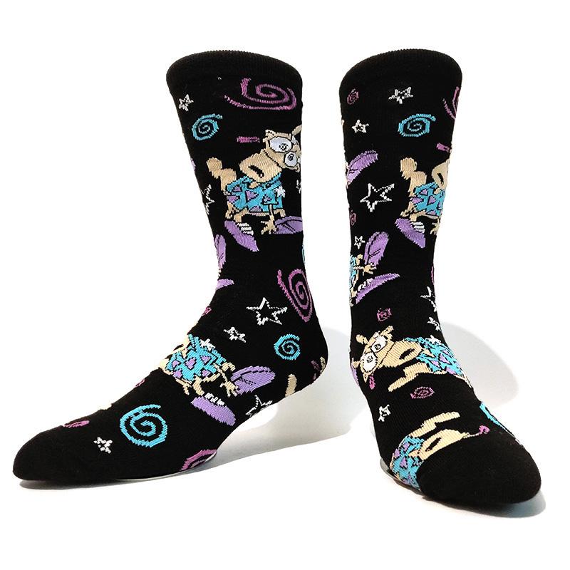 Новинка, веселые мужские носки с рисунком из хлопка, покер, корги, лягушка, сумасшедший бургер, пиранья, волк, авокадо, орел