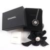 Great CHANEL Necklace Camellia COCO Mark Faux Pearl and Rhinestone Black B24K Used