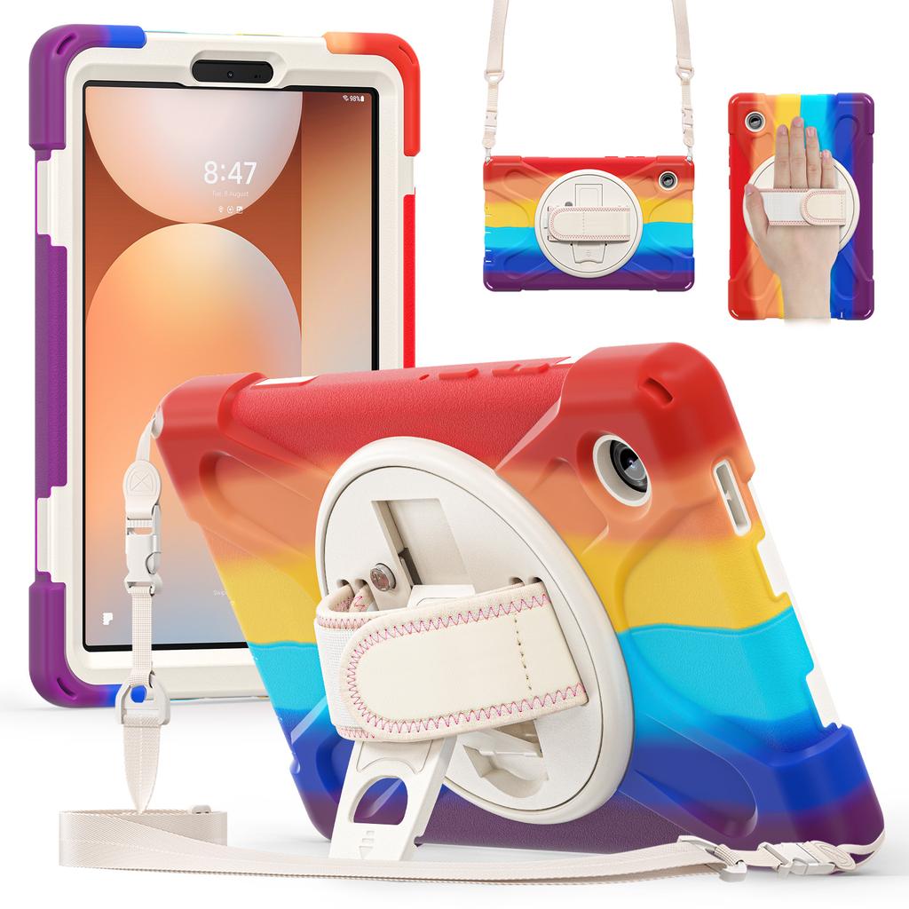 Kickstand Case for Samsung Galaxy Tab A11 2025 8.7 Inch SM-X133 SM-X135 360 Rotating 3-Layers Hybrid Cover with Shoulder Strap