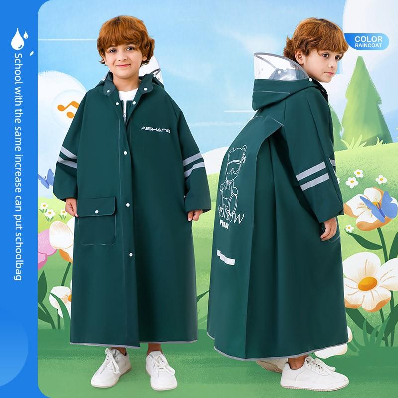 Kids Raincoat Children's High School Primary School Student Boys and Girls Big Schoolbag Full Body Rainproof for School