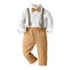 Boys' Gentlemen's Graduation Outfit: Long Sleeve Shirt, Bib Trousers, Host Set for Small & Medium Children, 4 Pieces.