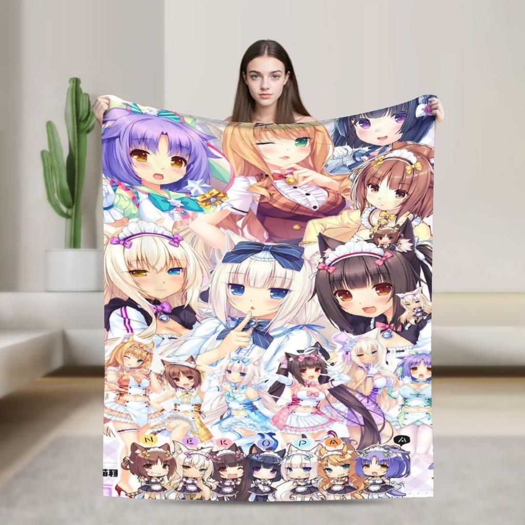 Аниме N-Nekopara Пледы Легкие Тонкий Флис Уютные Подарки Покрывала Одеяло