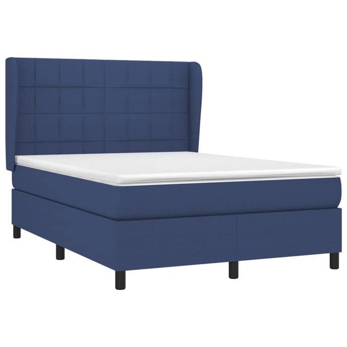 Maison Exclusive - Sommier à lattes de lit avec matelas Bleu 140x190 cm Tissu