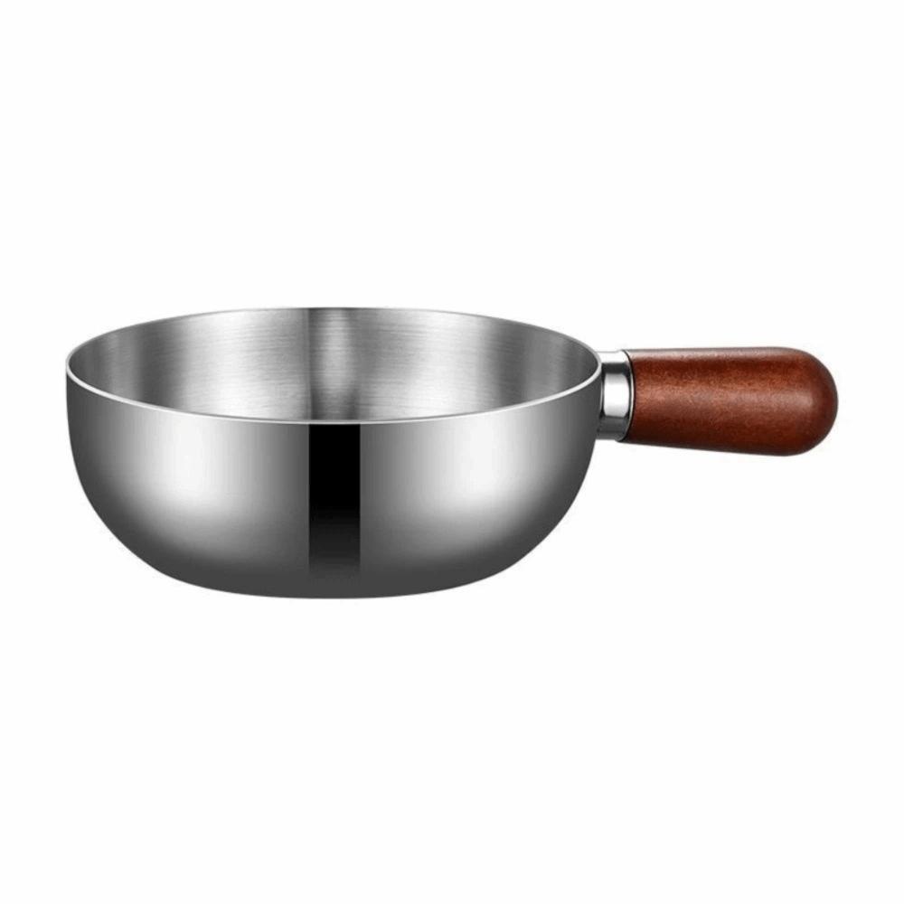Одноместная кастрюля с деревянной ручкой, утолщенная, термостойкая, из нержавеющей стали, с антипригарным покрытием, равномерное распределение тепла, миска для йогурта