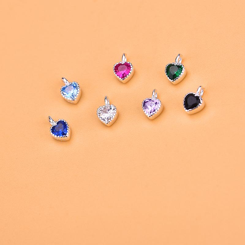 S925 Sterling Silver Color Mini Heart-shaped Small Pendant Bracelet Necklace Jewelry DIY Accessories Pendant Pendant Material 7pcs