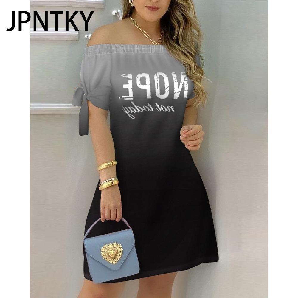 JPNTKY Женское модное платье с открытыми плечами, с короткими рукавами, с принтом в виде бабочки, летнее пляжное платье, больших размеров