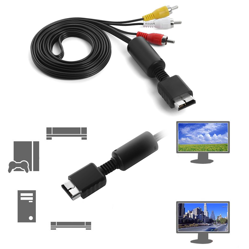 New Adapter Black AV Cord 3 RCA Video/Audio Cable Flat