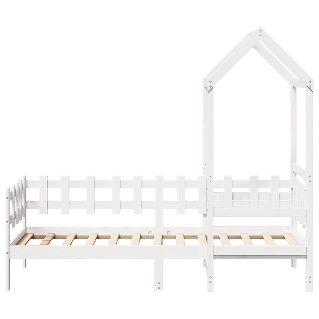 Daybed with Canopy White 80 x 200 cm Solid Pine Wood