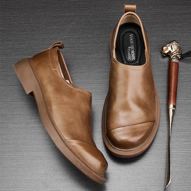 Кожаные дышащие мужские деловые повседневные кожаные туфли с мягкой подошвой, ленивые мокасины для мужчин
