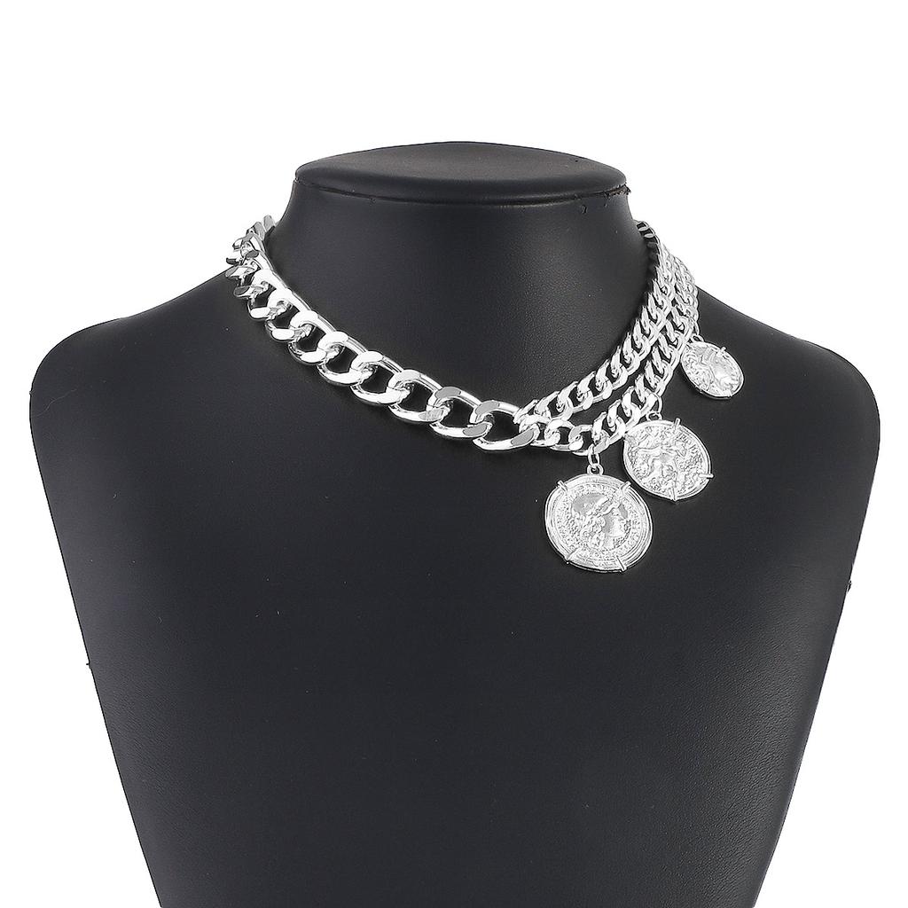 Tooxika Металлическая цепочка-ожерелье Креативный нишевый дизайн Минималистичная цепочка-ожерелье с круглым кулоном