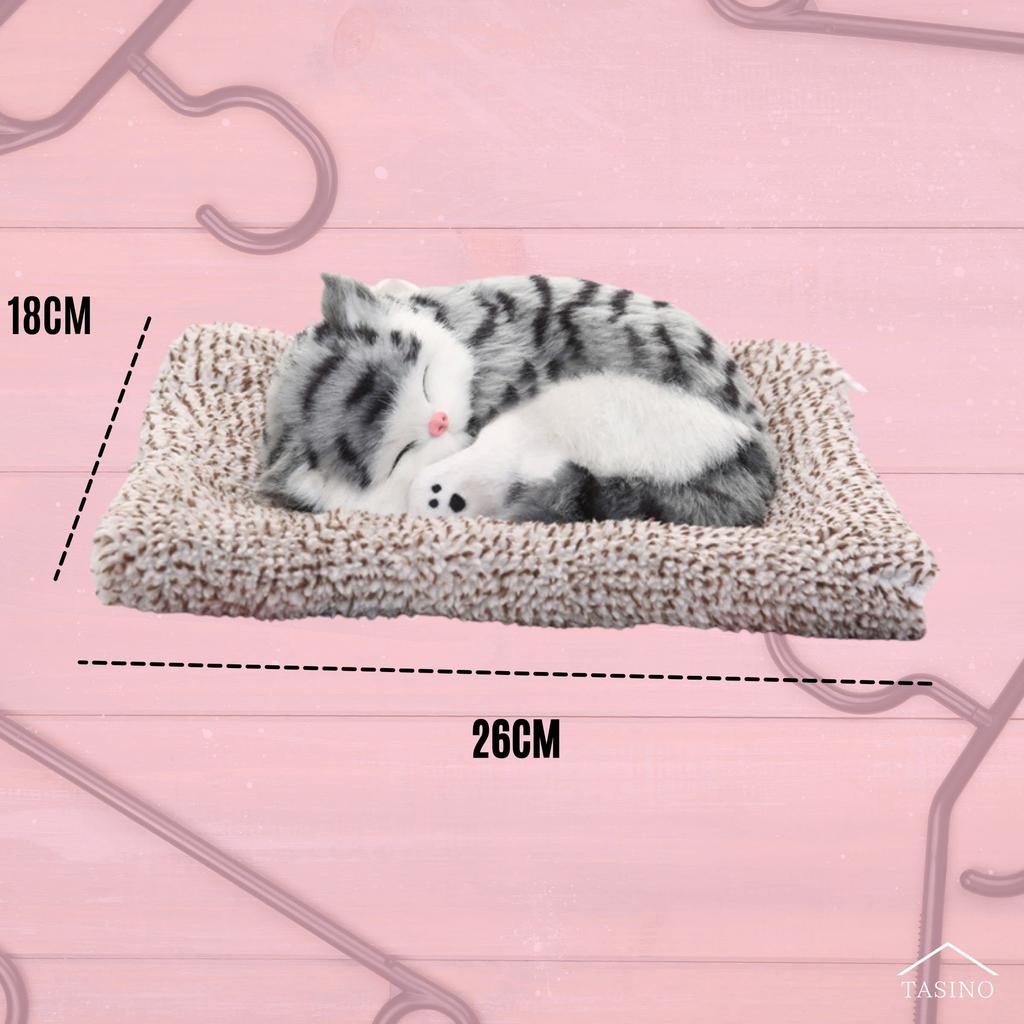 TASINO Realistic Gray Cat Figurine Plush 26 x 18 Lifelike Kitten Car Toy, cm, Cute, Model, Accessories,