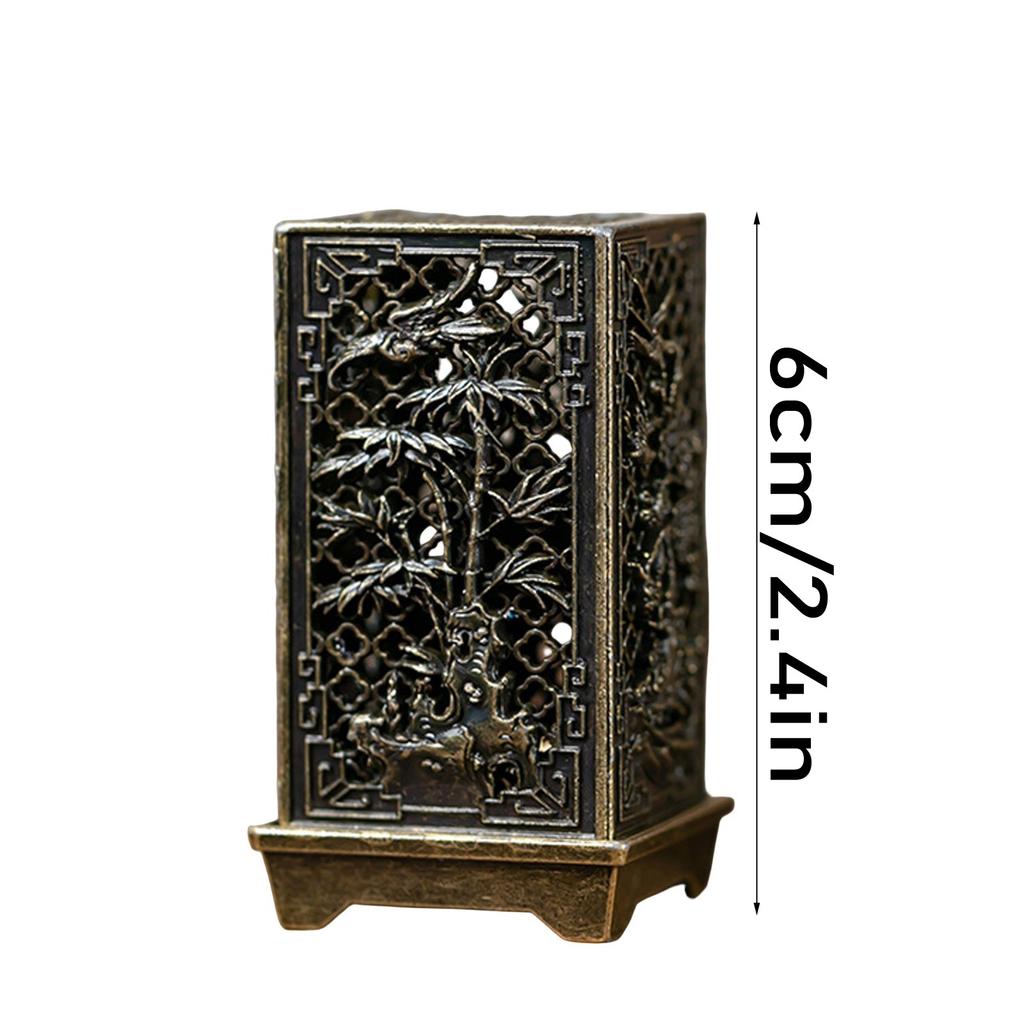 1pcs Square Vertical Chinese Incense Burners Small Alloy Incense Holder Indoor Aromatherapy Home Ornament Household Decoration