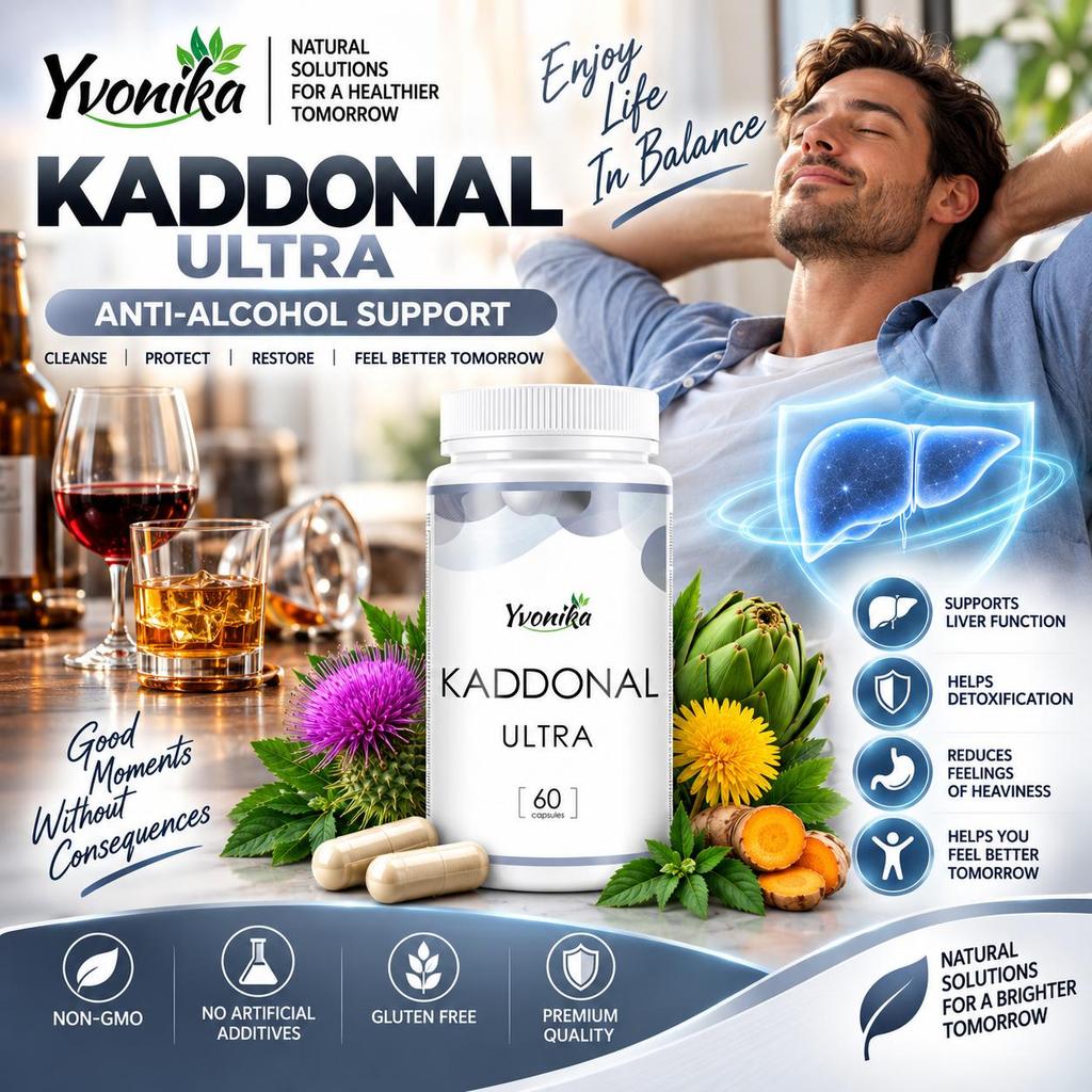 Kaddonal Ultra – Поддержка при тяге к алкоголю, Благополучие для снижения потребления алкоголя, Здоровье печени и Эмоциональный баланс: 60 капсул