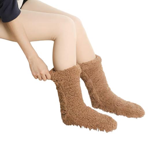 Утепленные зимние термоноски из кашемира для женщин, уютные мягкие носки для дома, бархатные ковровые носки для сна, теплые носки-тапочки с антискользящей подошвой