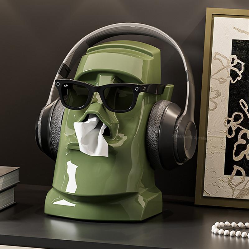 Крутая резьба по камню 3 в 1 коробка для салфеток Bluetooth вешалка для наушников украшение для гостиной подставка для наушников