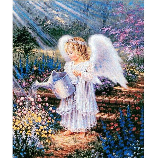 Мультфильм DIY 5D алмазная живопись вышивка крестиком полный круглый дрель Ангел Алмазная вышивка Стразы мозаика ручной работы домашний декор