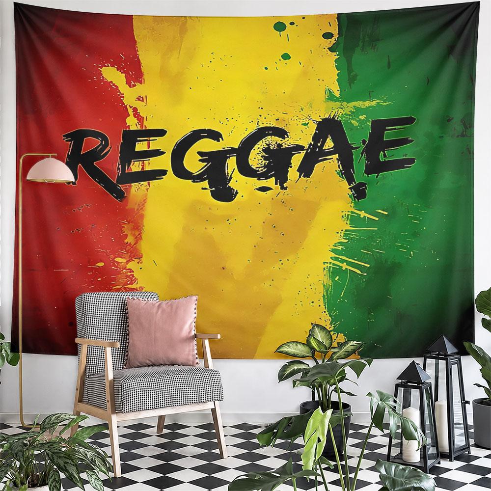 Reggae Splash Graffiti Text Tapestry Wall Hanging Rasta Street Art Decor for Bedroom Living Room Dorm Party Gift