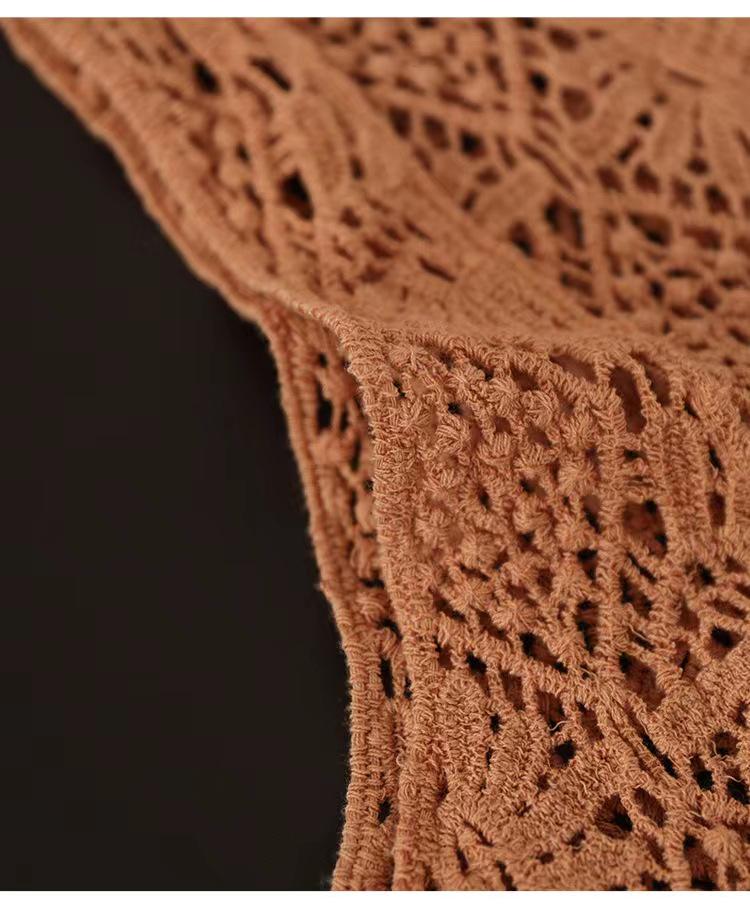 Женский ретро вязаный кардиган без рукавов: Ажурный жилет для весны, лета и осени - Свободный модный топ большого размера